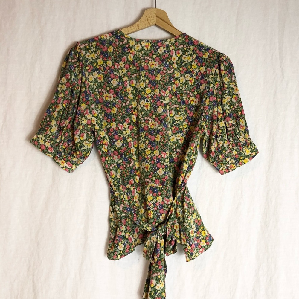 Doen Yana Floral Silk Blouse Green Valley Size Small - Picture 7 of 16